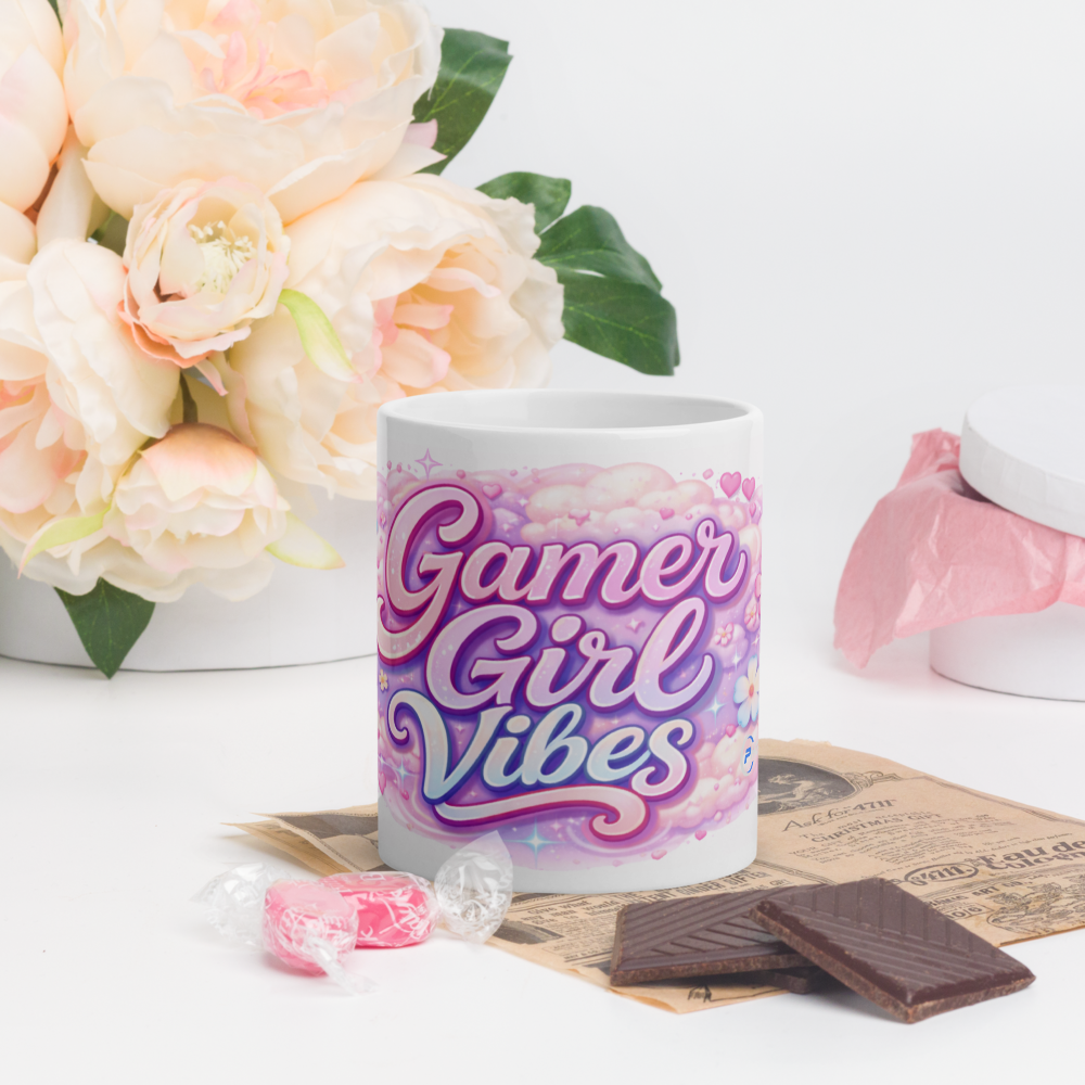 Gamer Girl Vibes White glossy mug